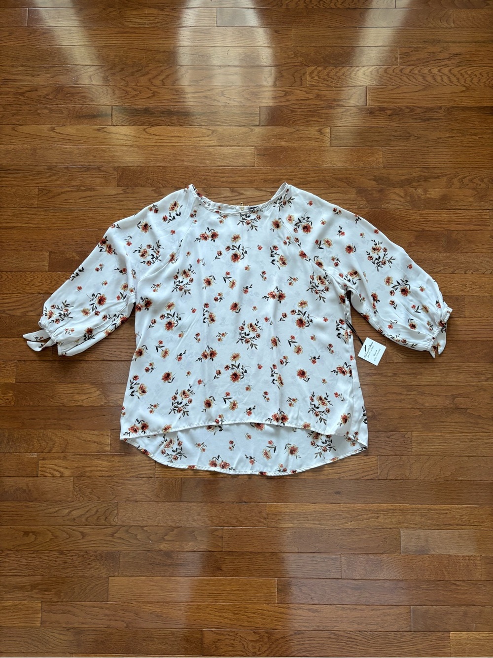 Papermoon Floral Print Cream Cottage Blouse with Gold Tone Zipper Detail
